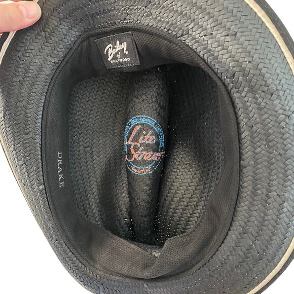 Bailey of Hollywood Mens Drake Fedora Hat Black Woven Lite Straw - Picture 6 of 6